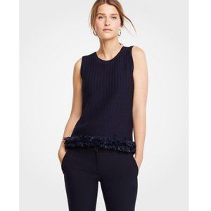 Ann Taylor Fringe Hem Sweater Shell Top Size XS